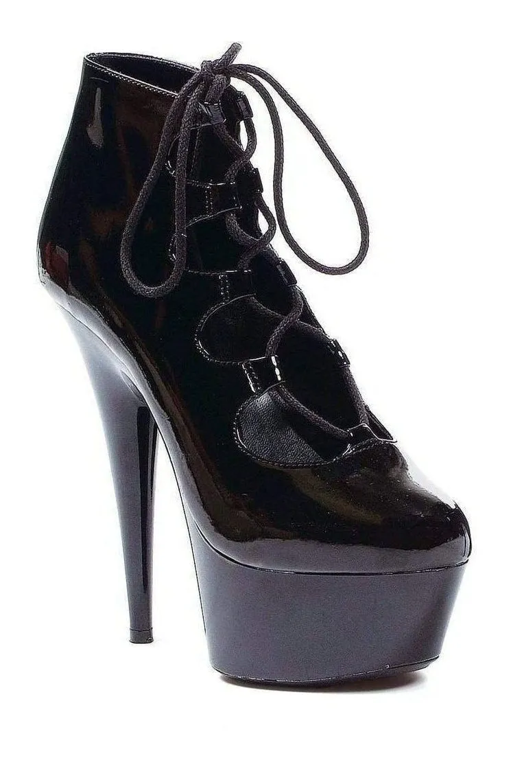 609-EDGY Ankle Boots  | Black  Patent