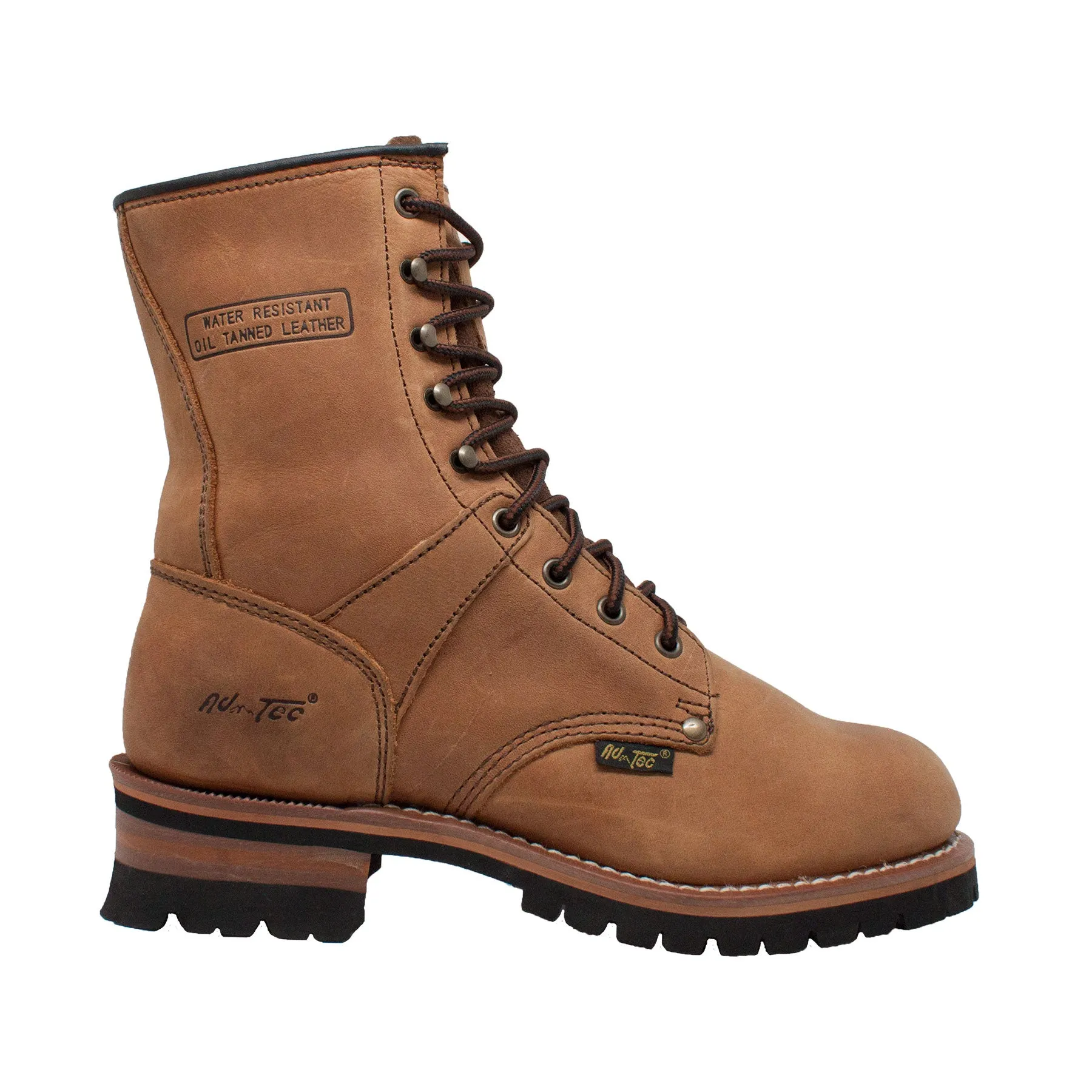 AdTec Mens Brown 9in Logger Crazy Horse Leather 6 M