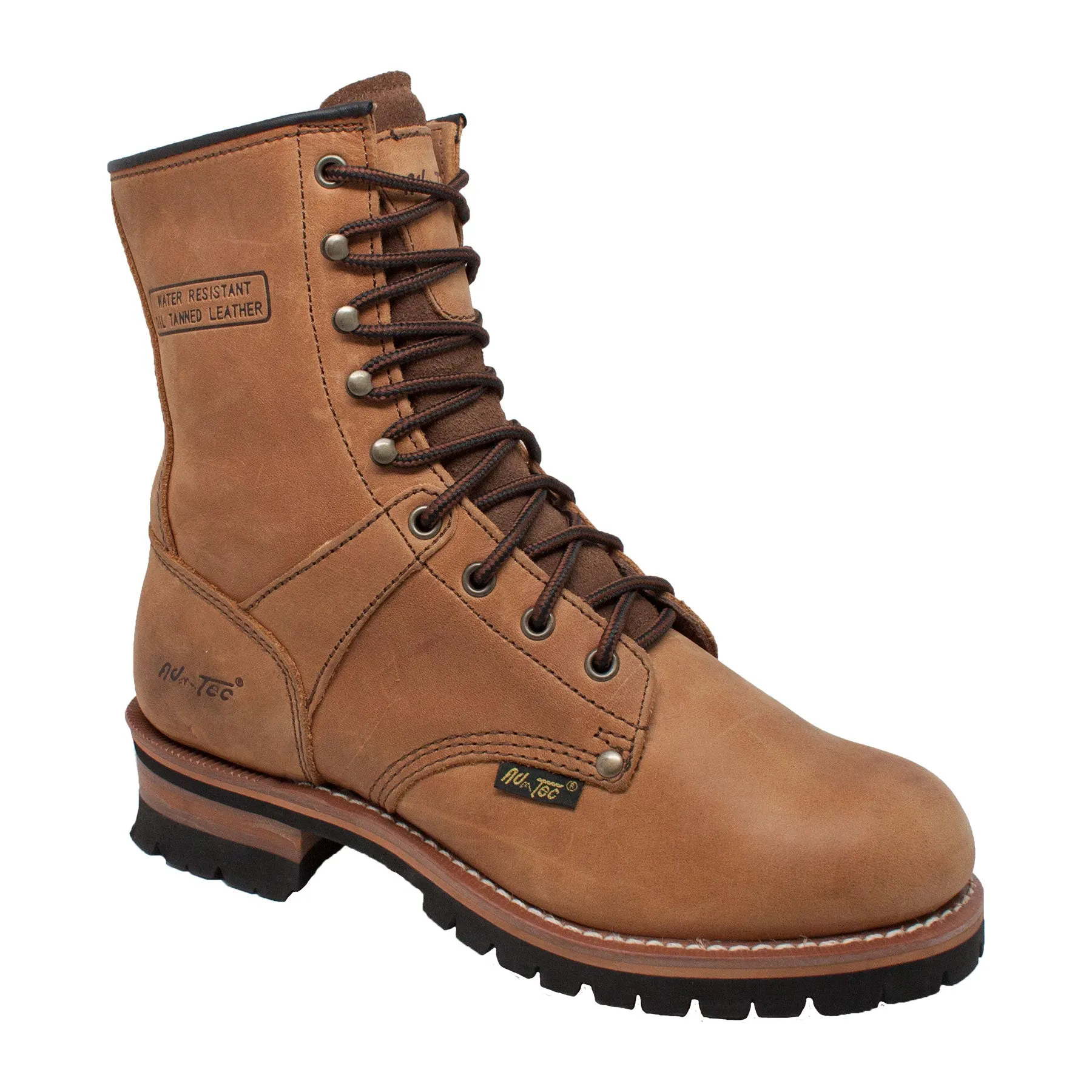 AdTec Mens Brown 9in Logger Crazy Horse Leather 6 M