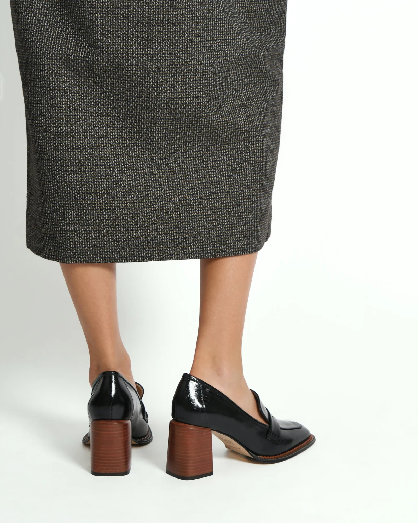 DELILAH MID HEEL LOAFERS BLACK LEATHER