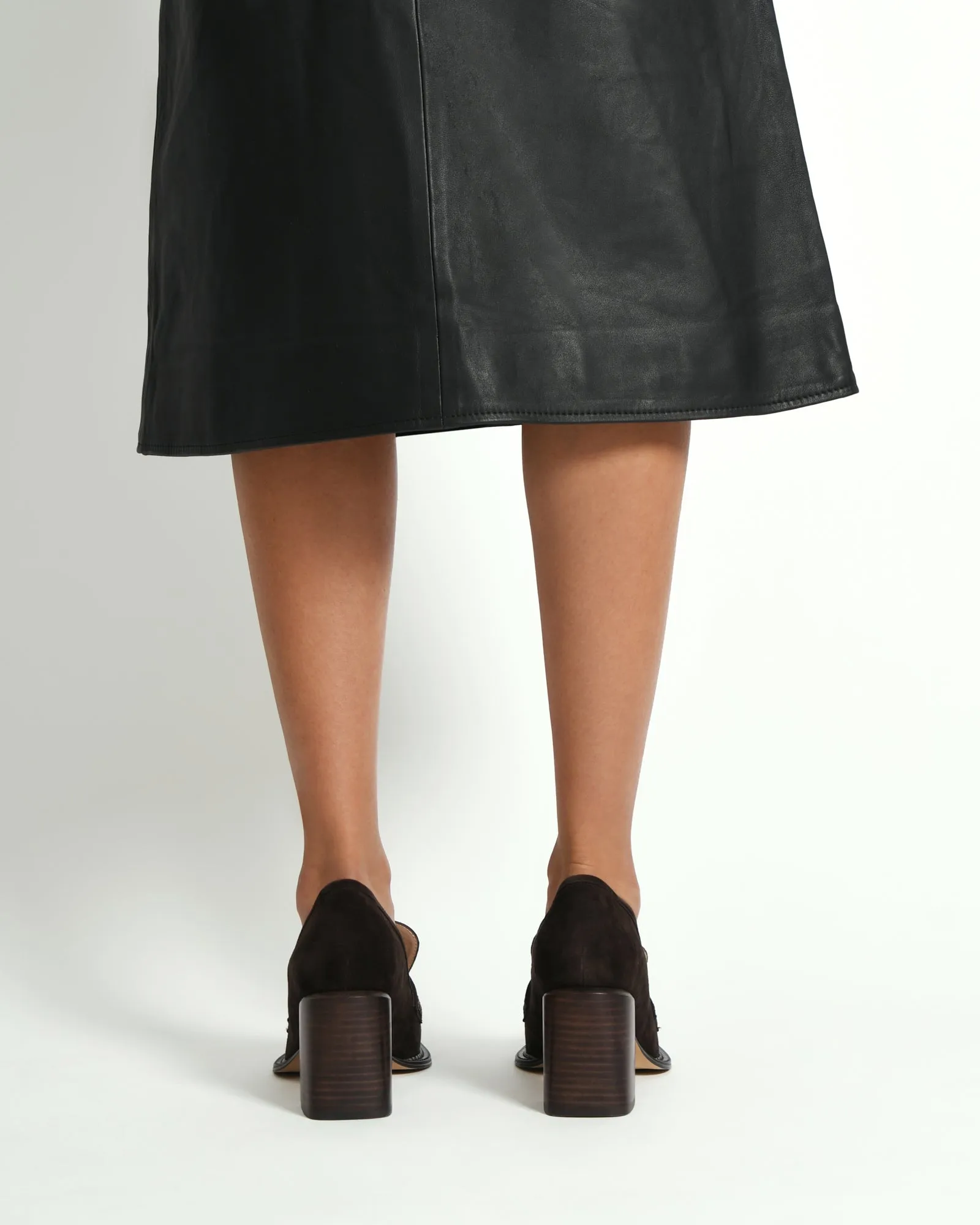 DELILAH MID HEEL LOAFERS BLACK LEATHER