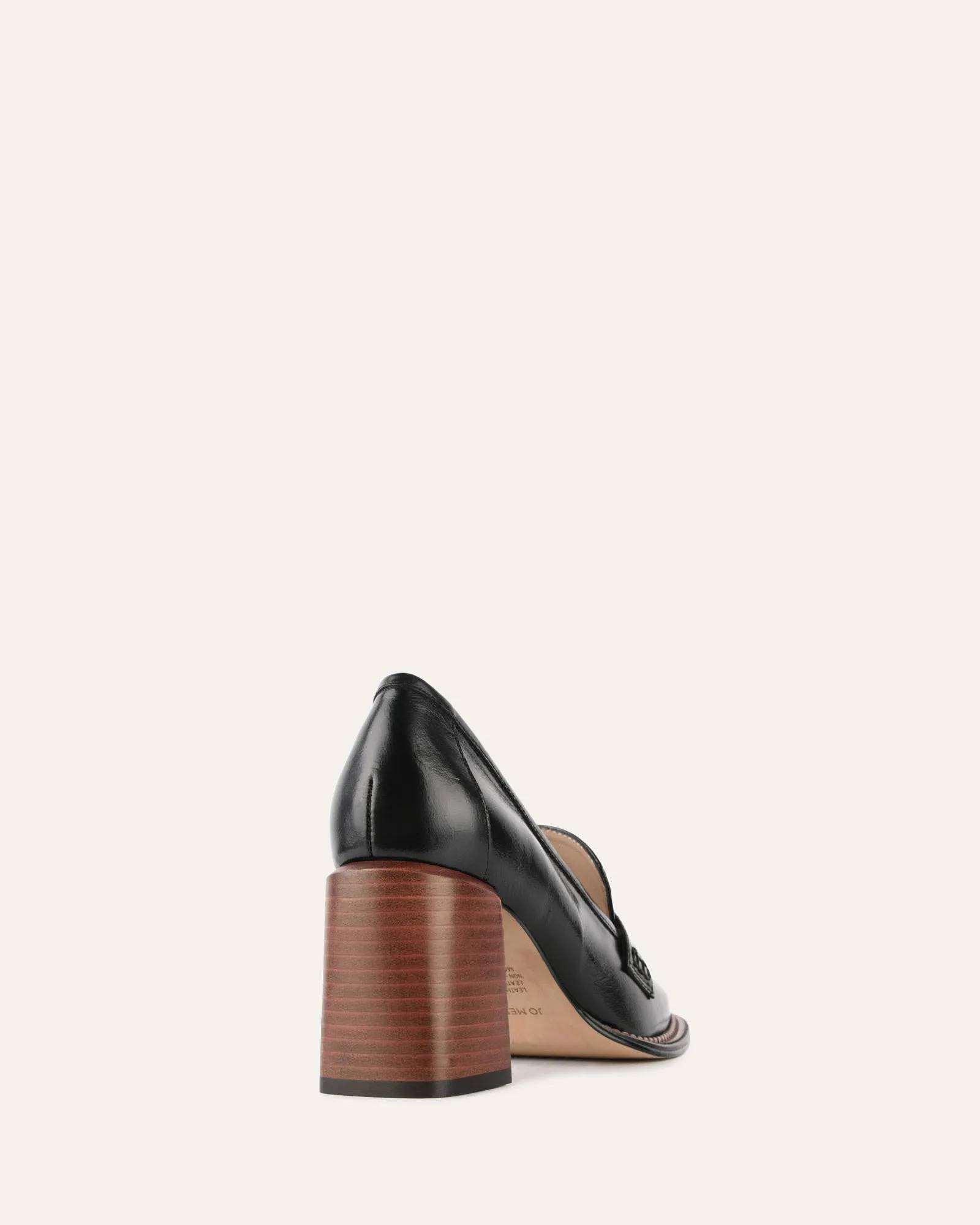DELILAH MID HEEL LOAFERS BLACK LEATHER