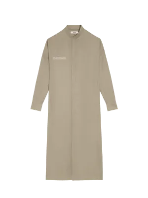 DNA Linen Mandarin Collar Dress—cliff beige