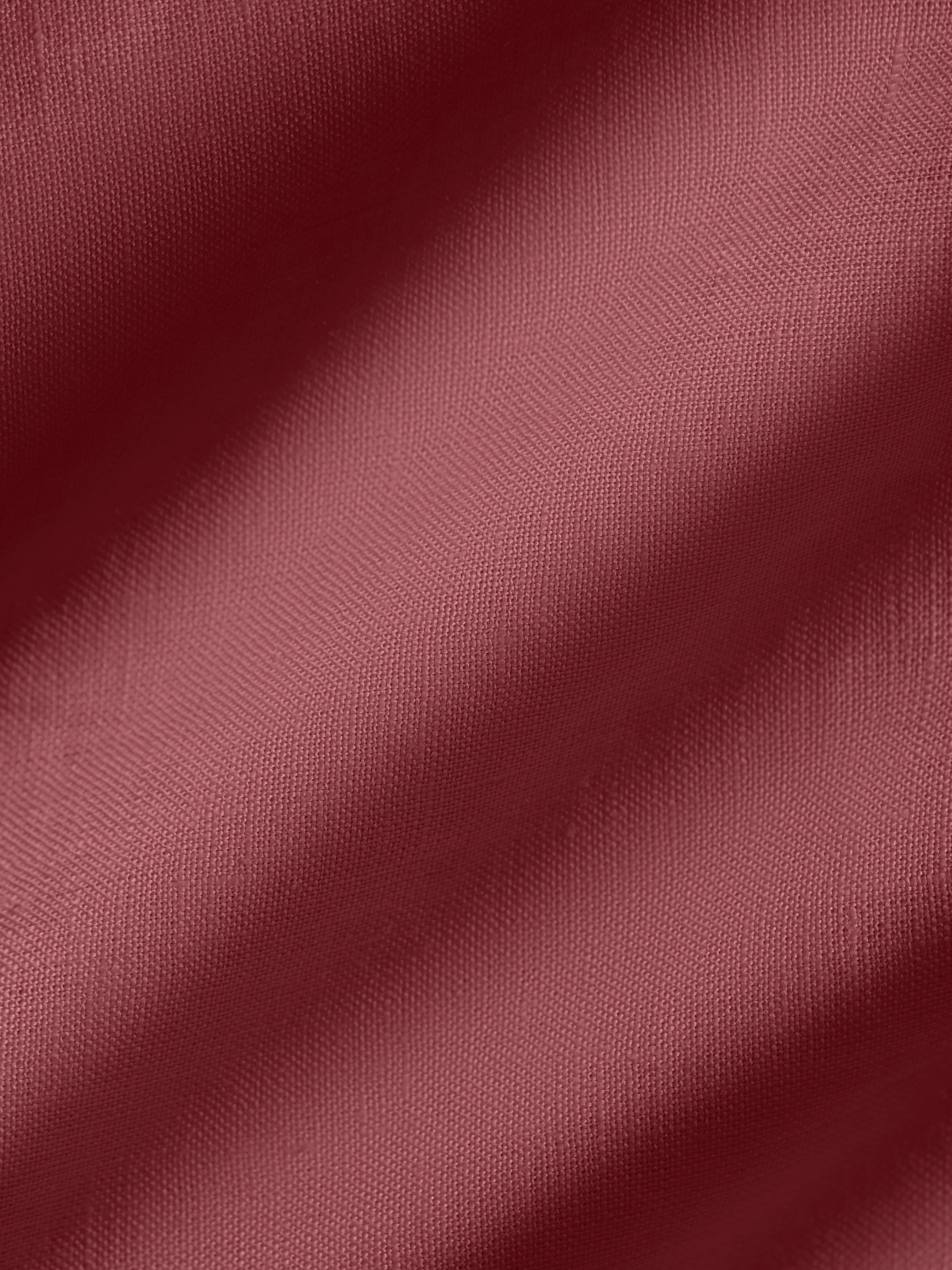 DNA Linen Mandarin Collar Dress—garnet red