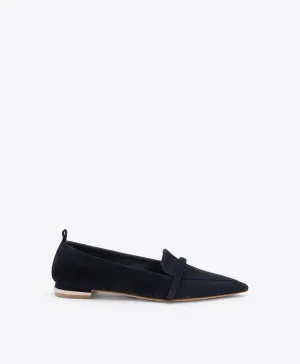 Dora Dark Blue Suede Loafers
