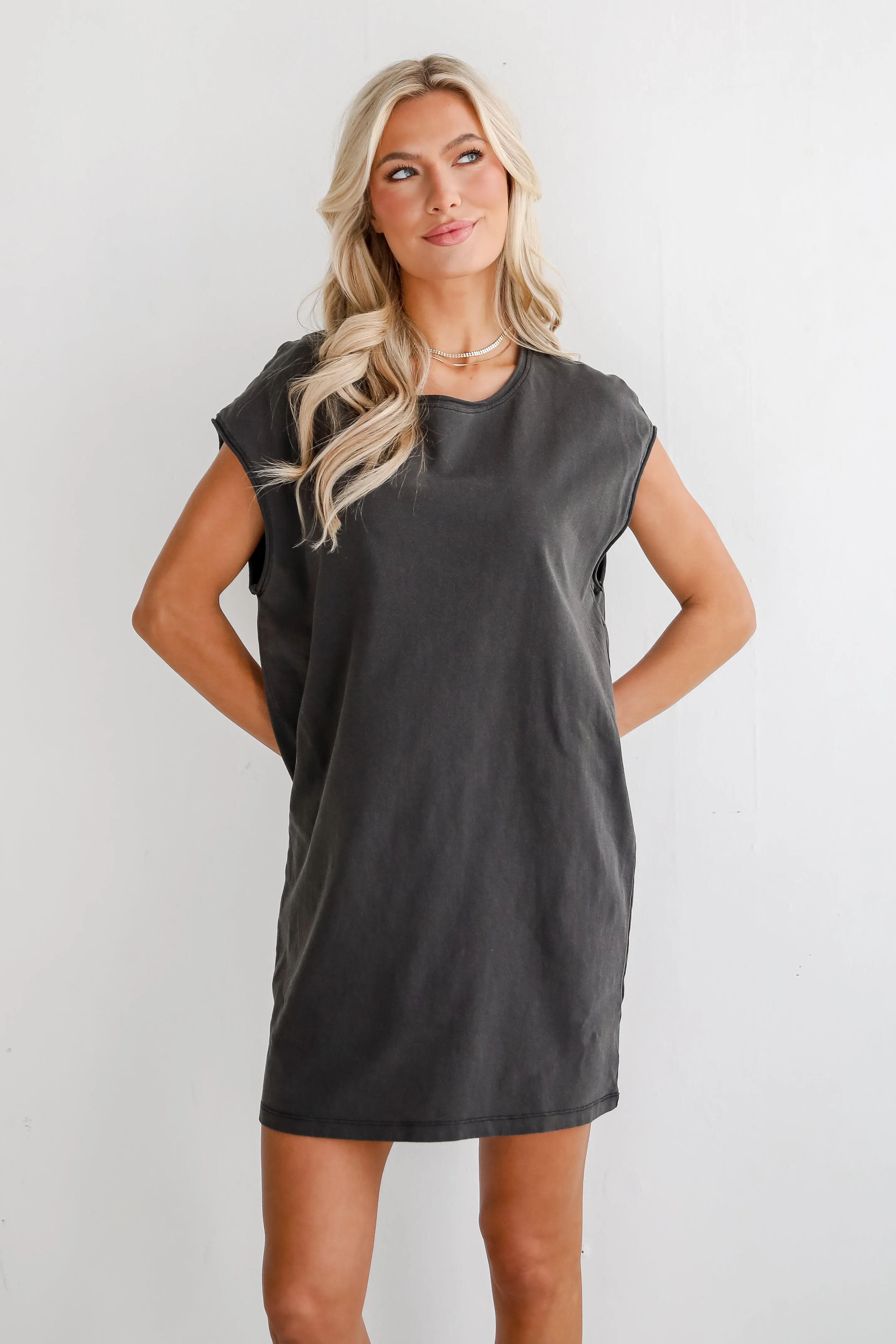 Edgy Cuteness Black T-Shirt Dress - DU DEAL