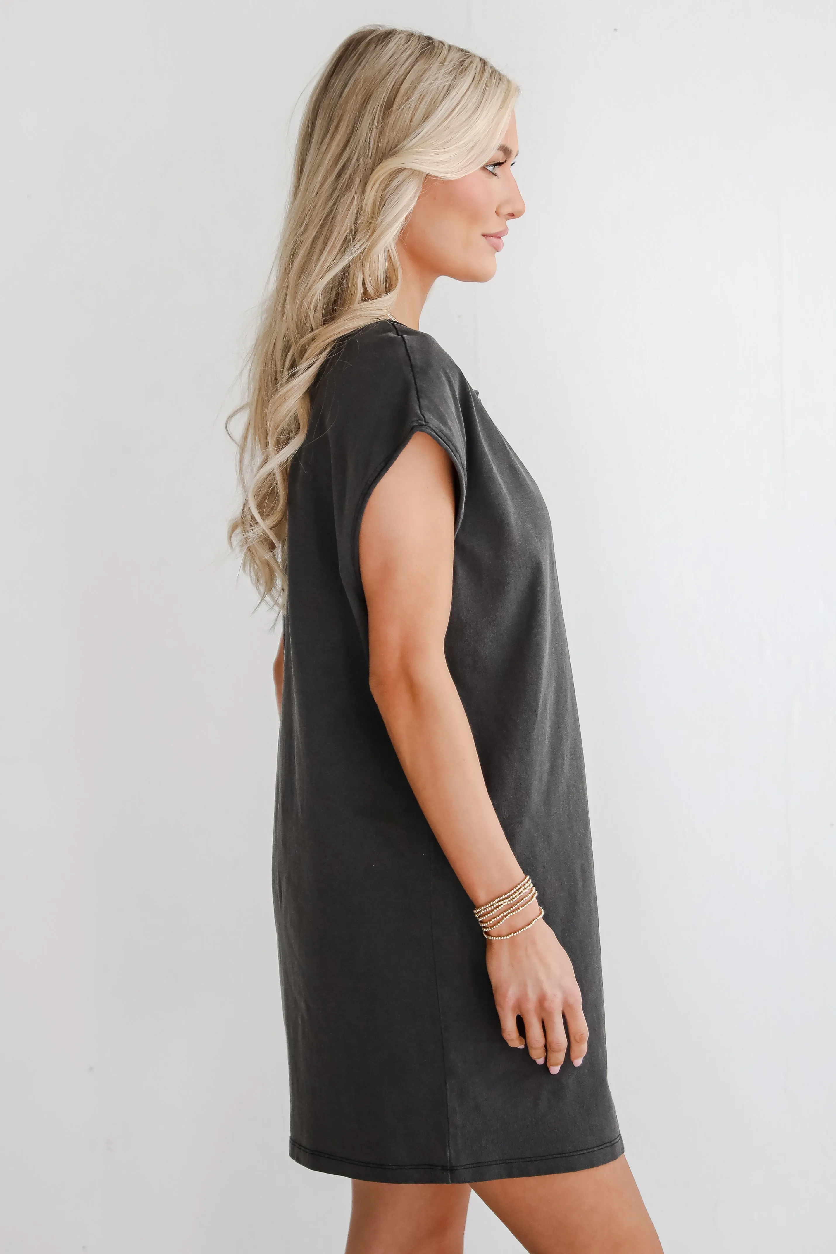 Edgy Cuteness Black T-Shirt Dress - DU DEAL