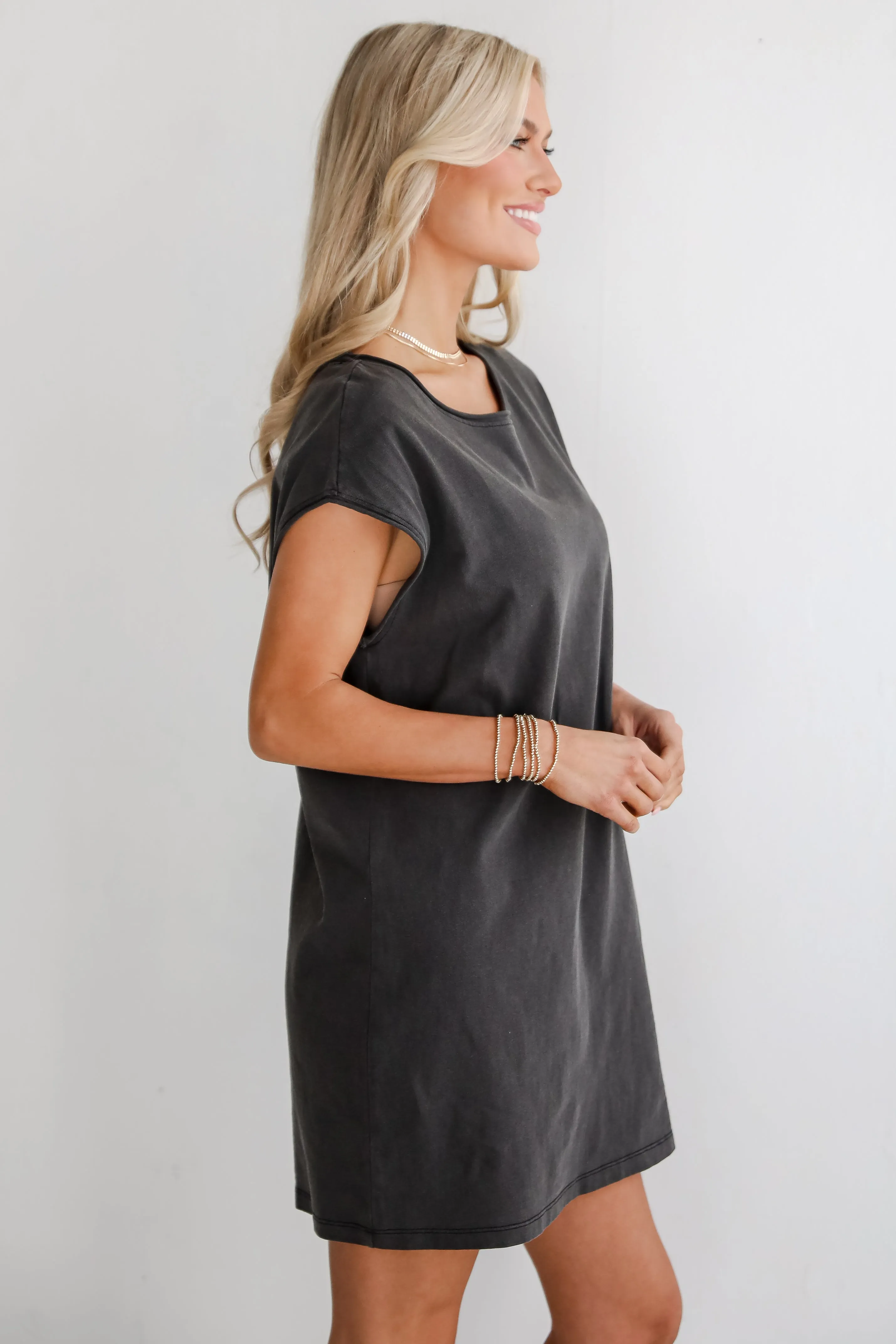Edgy Cuteness Black T-Shirt Dress - DU DEAL