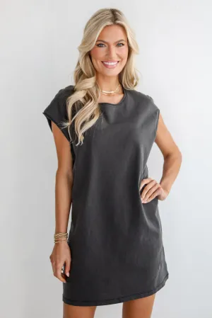 Edgy Cuteness Black T-Shirt Dress - DU DEAL