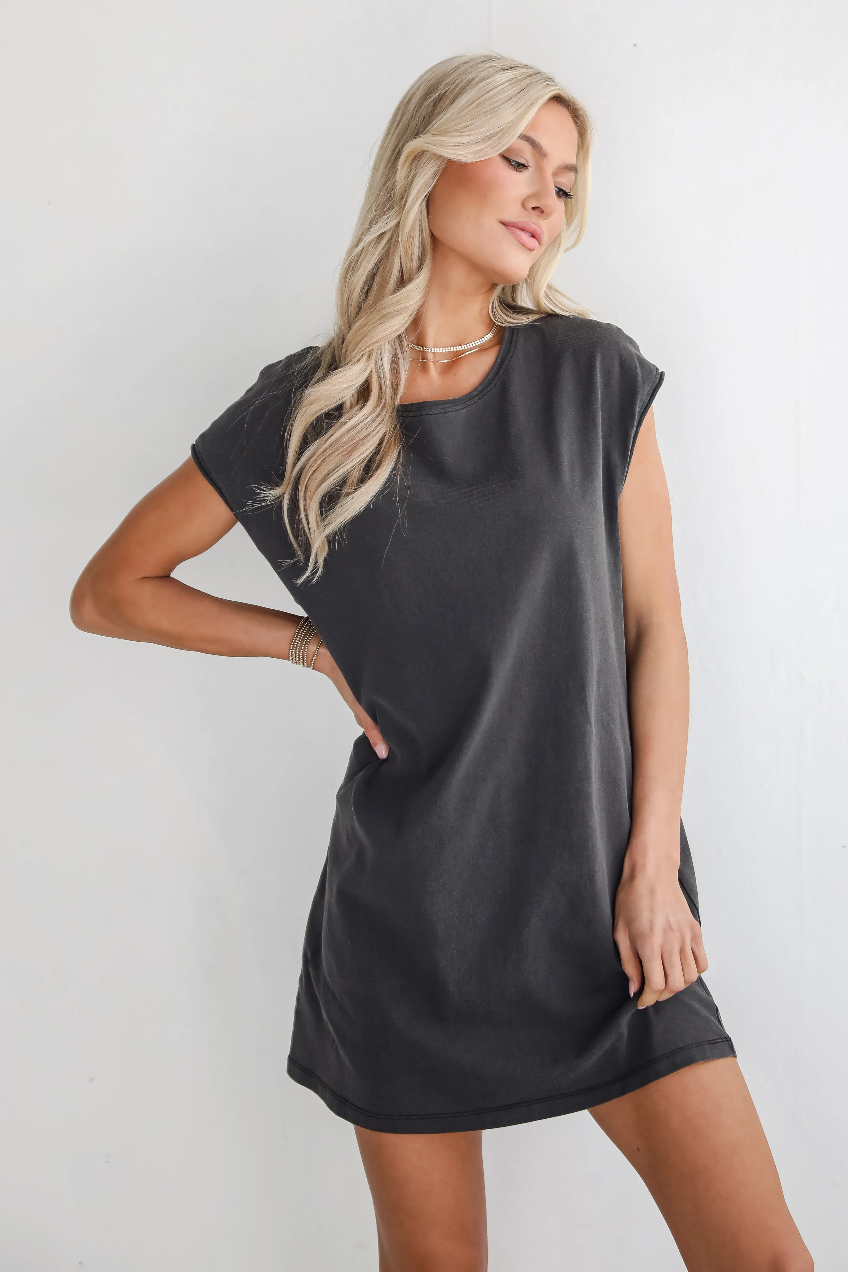 Edgy Cuteness Black T-Shirt Dress - DU DEAL