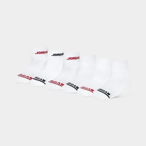 Jordan Legend Juniors' (6 Pack) Ankle Sock White / Black - Gym Red