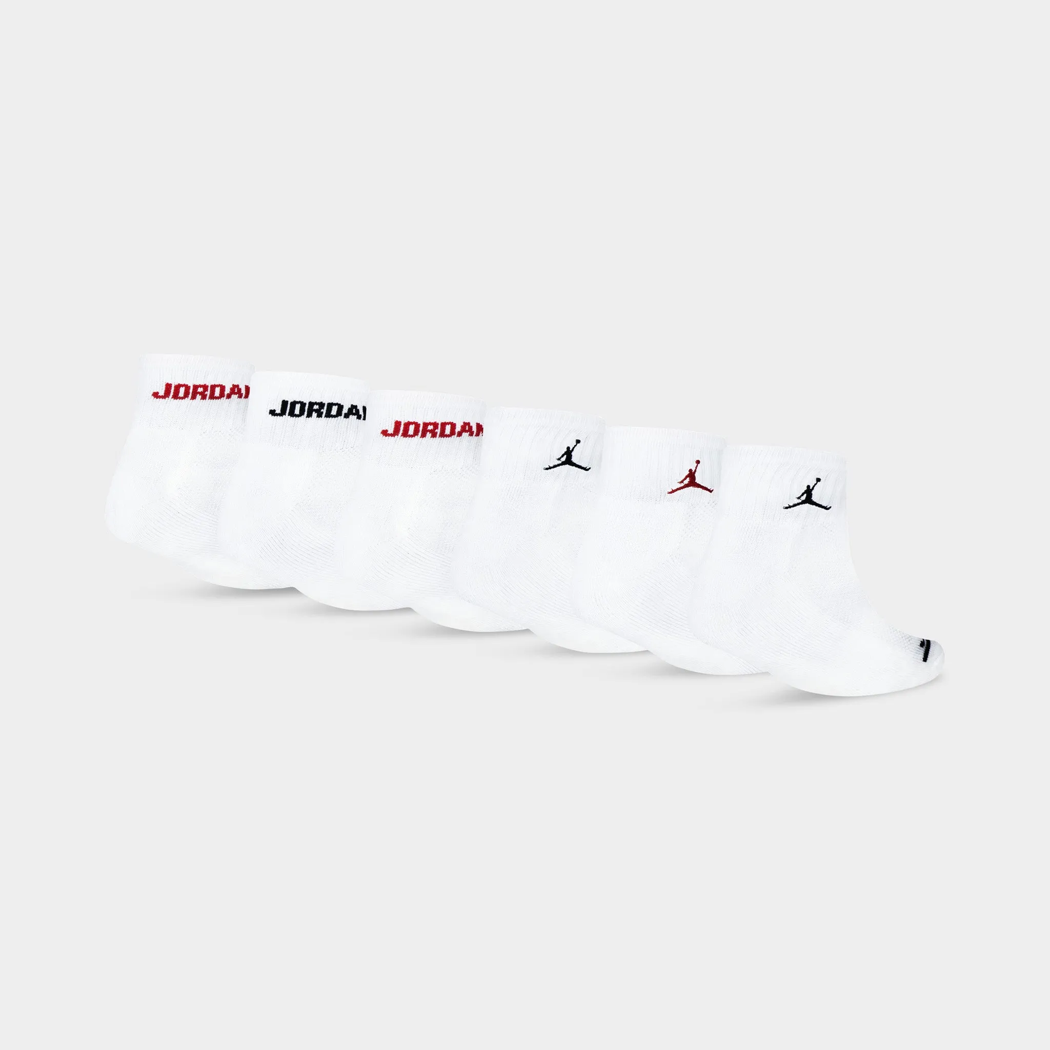 Jordan Legend Juniors' (6 Pack) Ankle Sock White / Black - Gym Red