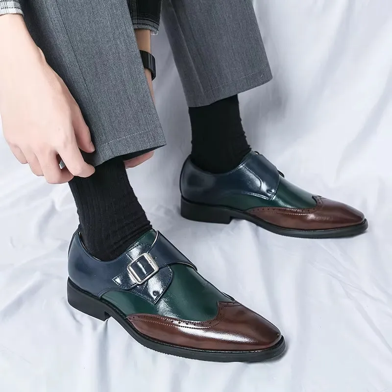 Men Loafers Color Matching Flat Shoes