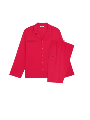 Mens 365 Lightweight Long Pyjama Set —goji red