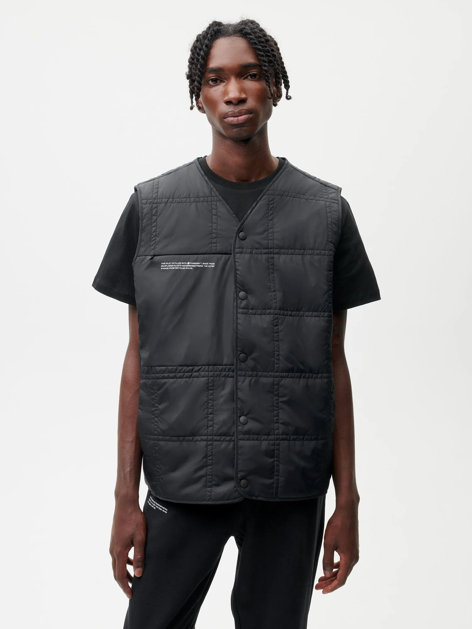Mens Flower-Warmth Quilted Gilet—black