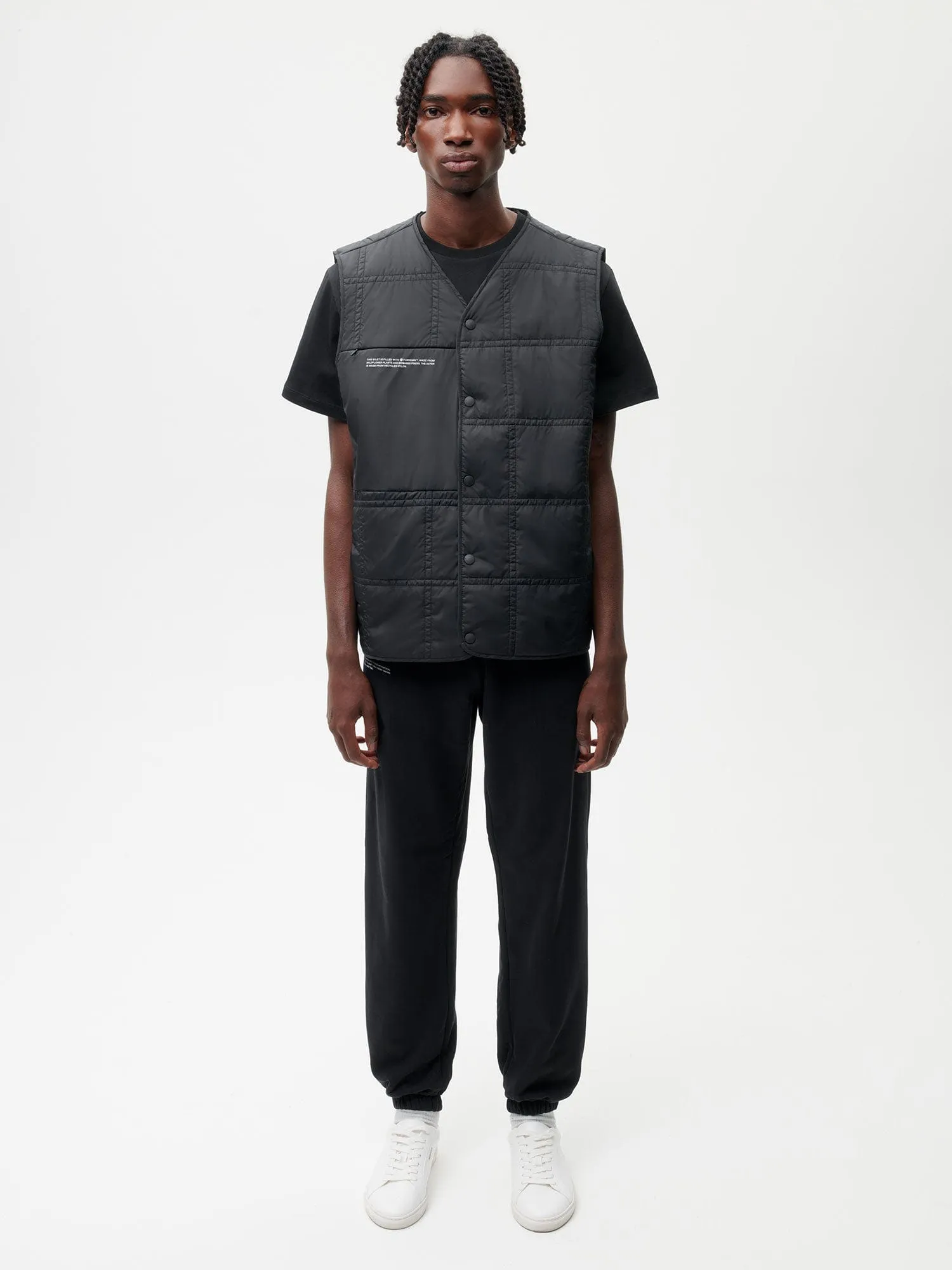 Mens Flower-Warmth Quilted Gilet—black