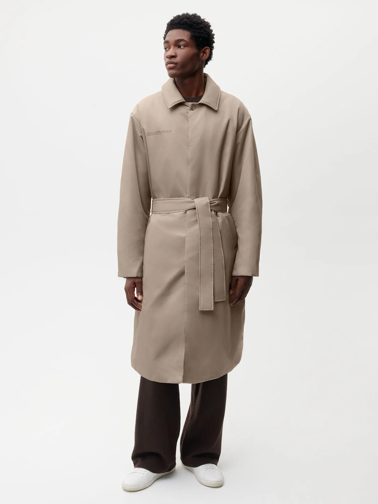 Mens Flower-Warmth Trench Coat—taupe