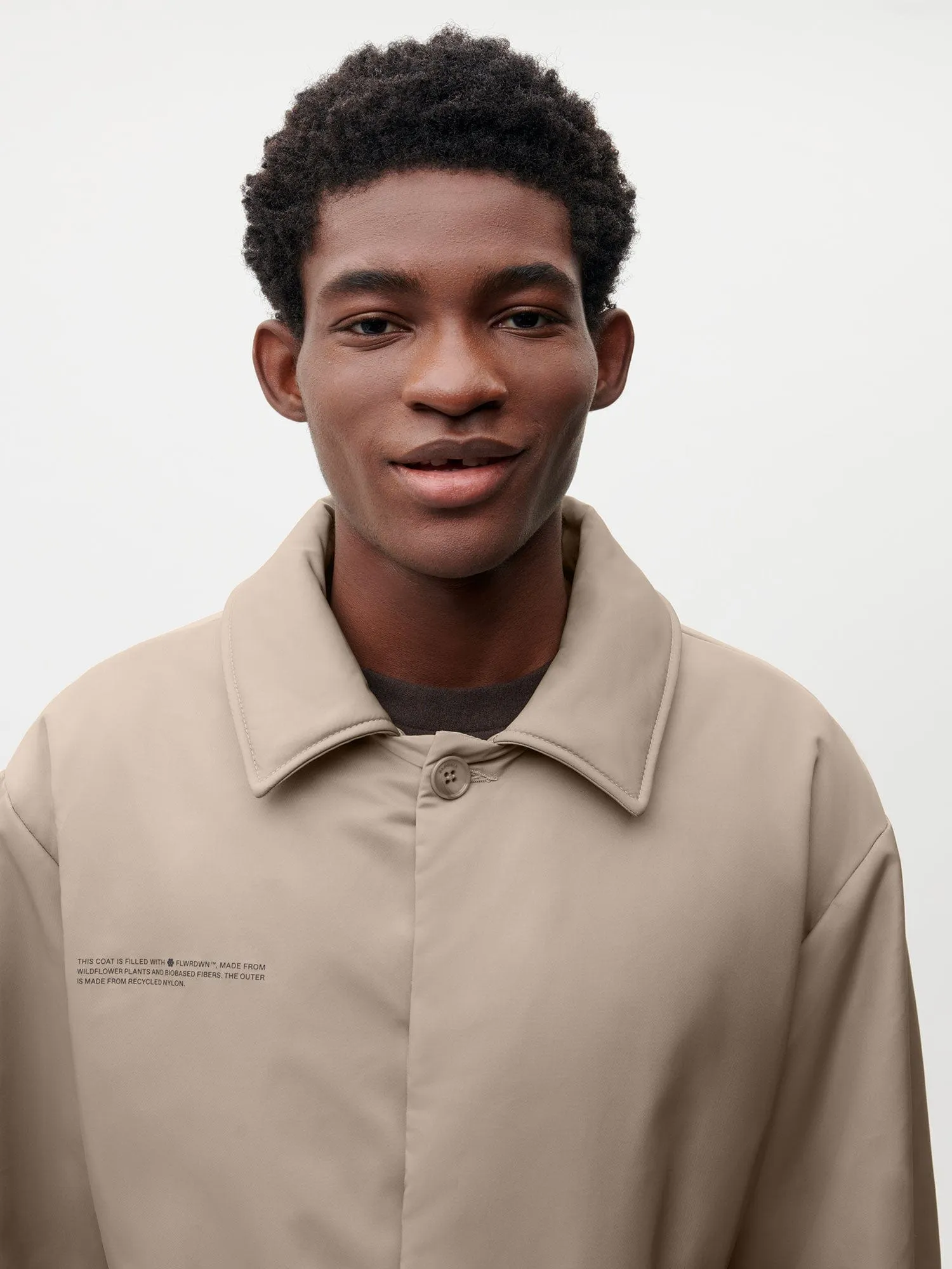 Mens Flower-Warmth Trench Coat—taupe