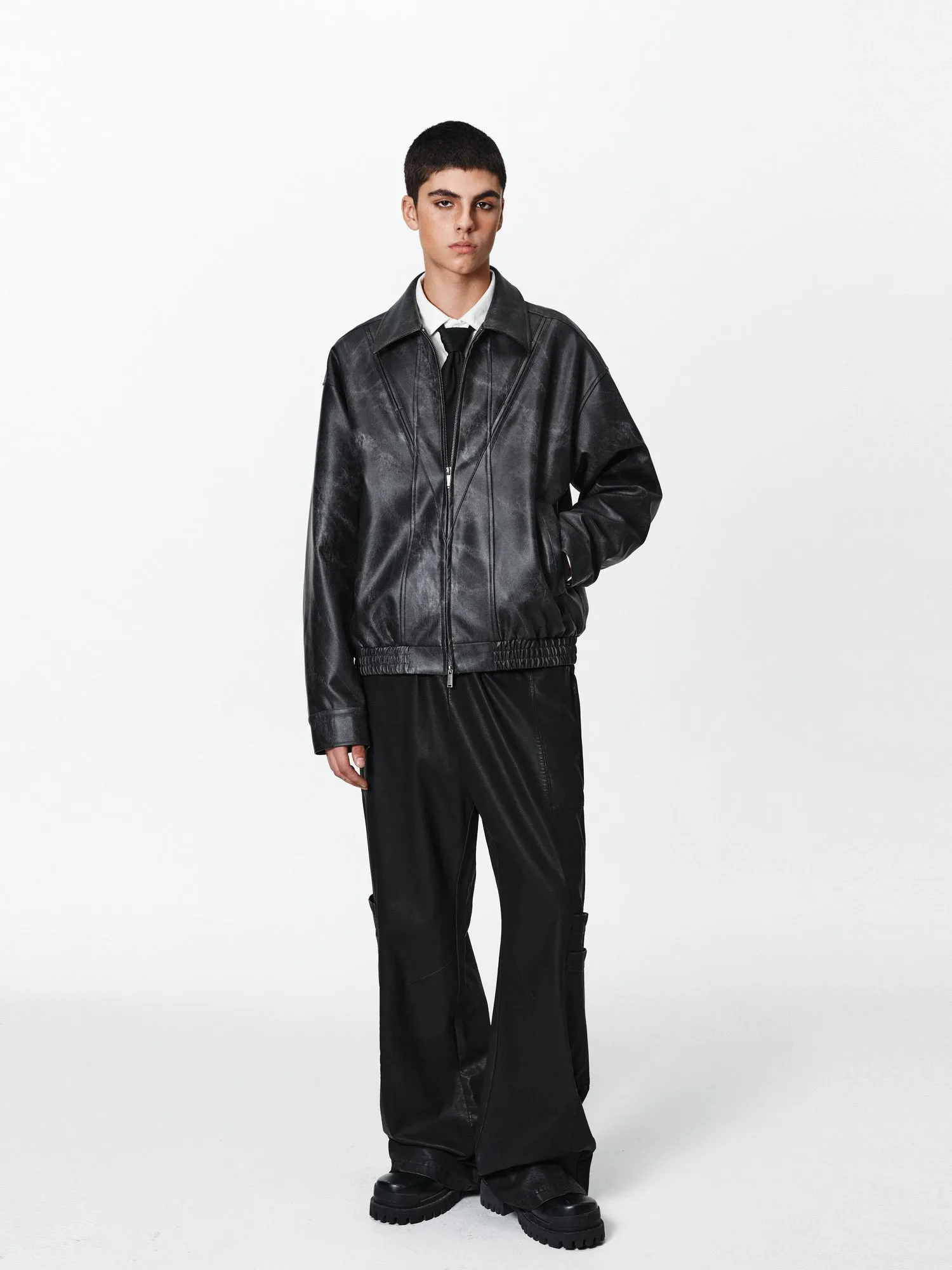 PCLP Wide-Leg Leather Pants With Large Pockets