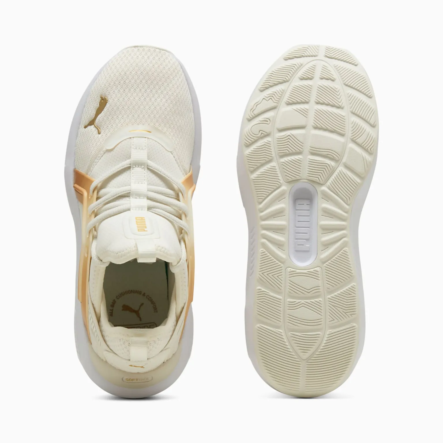 PUMA WOMEN'S ENZO WHITE/GOLD RUNNING SHOES