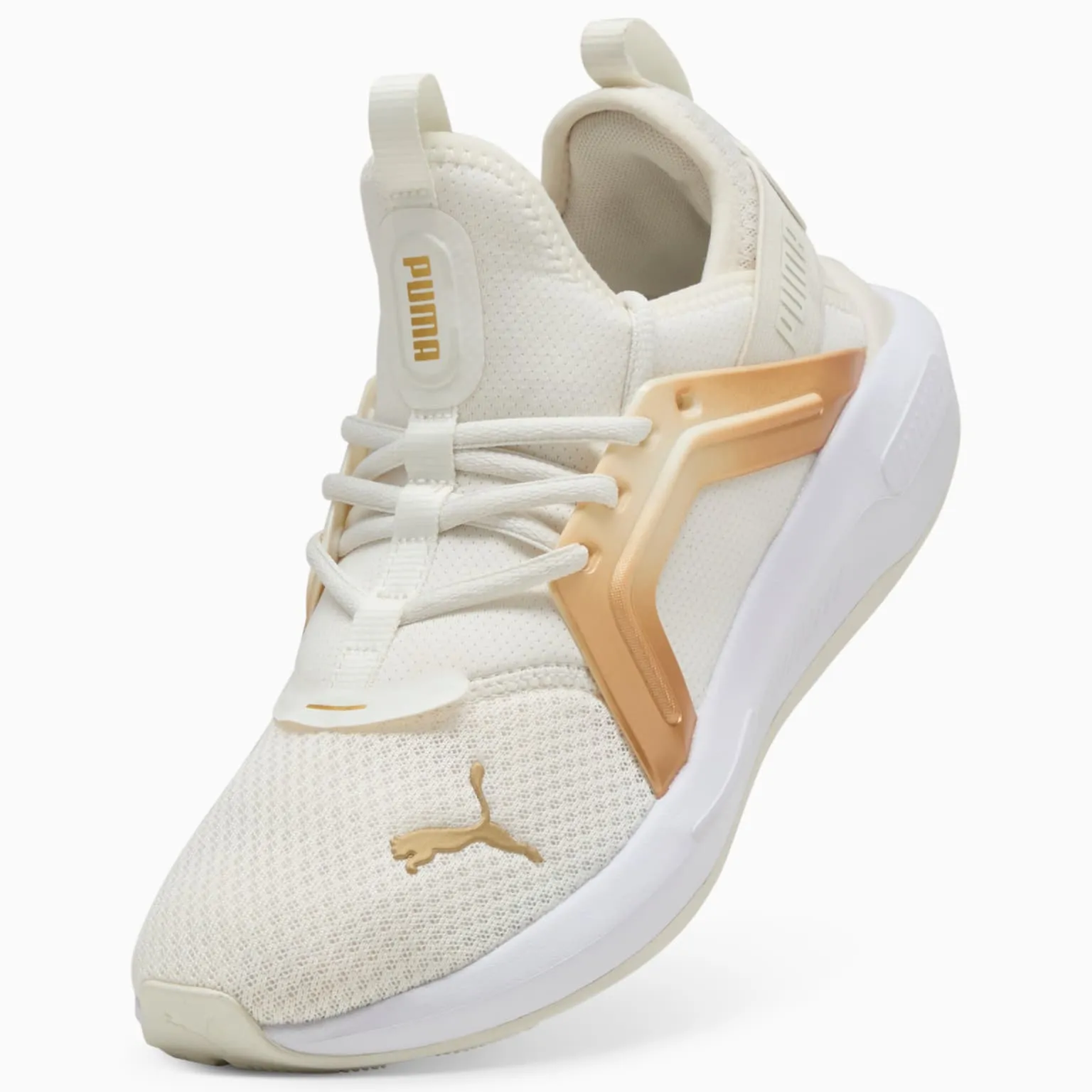 PUMA WOMEN'S ENZO WHITE/GOLD RUNNING SHOES