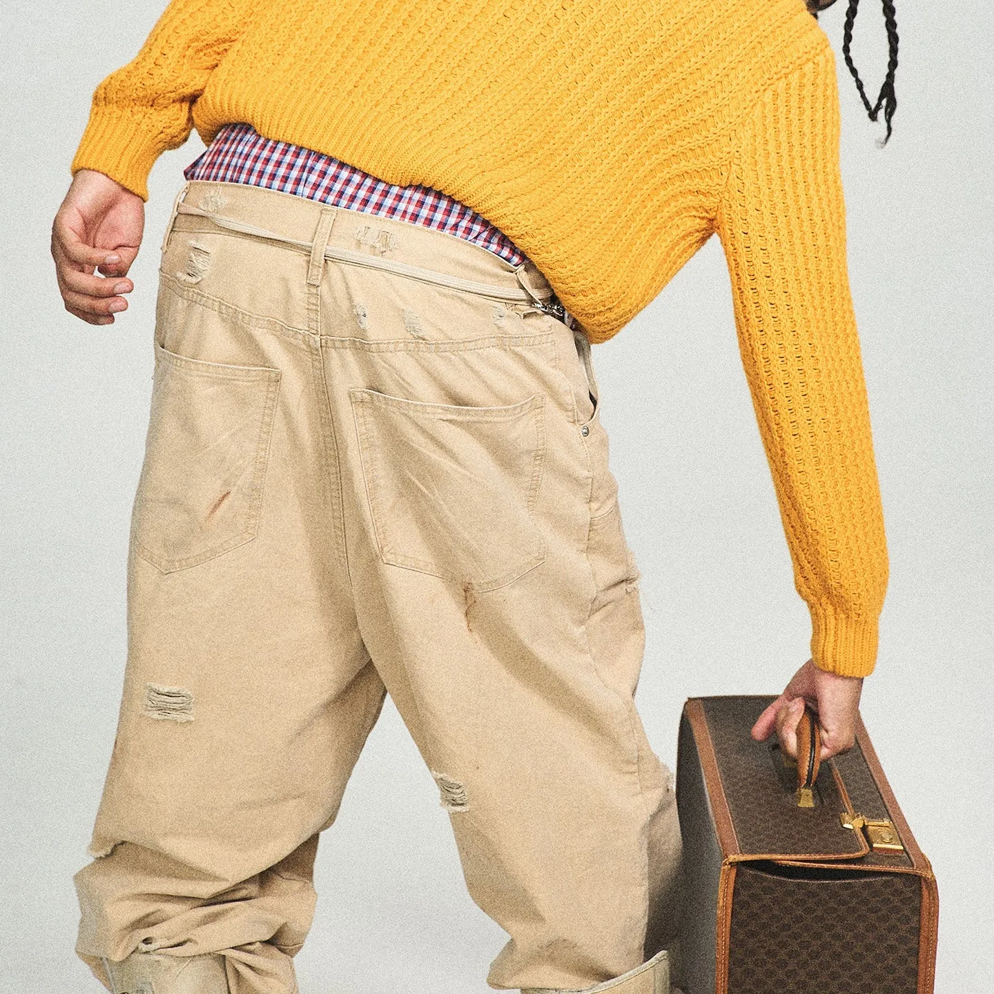 Retro Dirty Wash Hole-Embellished Overalls