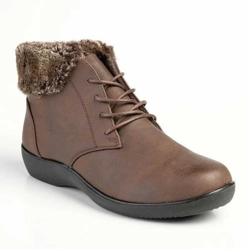 Soft Style by Hush Puppies Yuina Fur Collar Ankle Boot - Brown