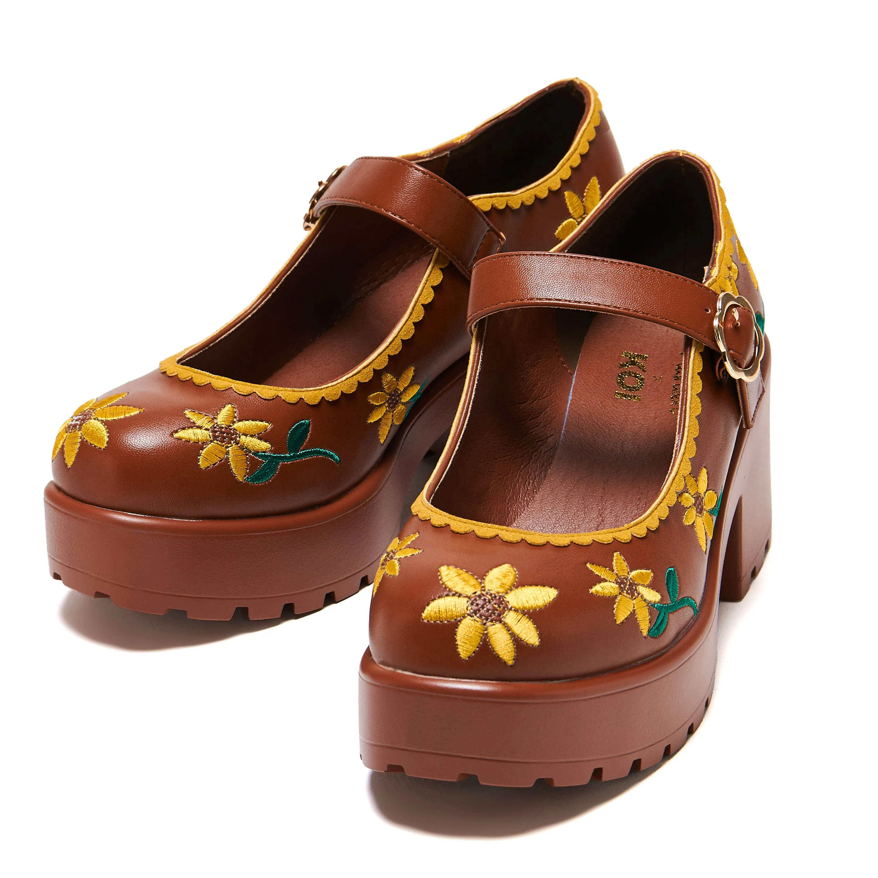 Tira Brown Mary Janes ‘Sunflower Edition'