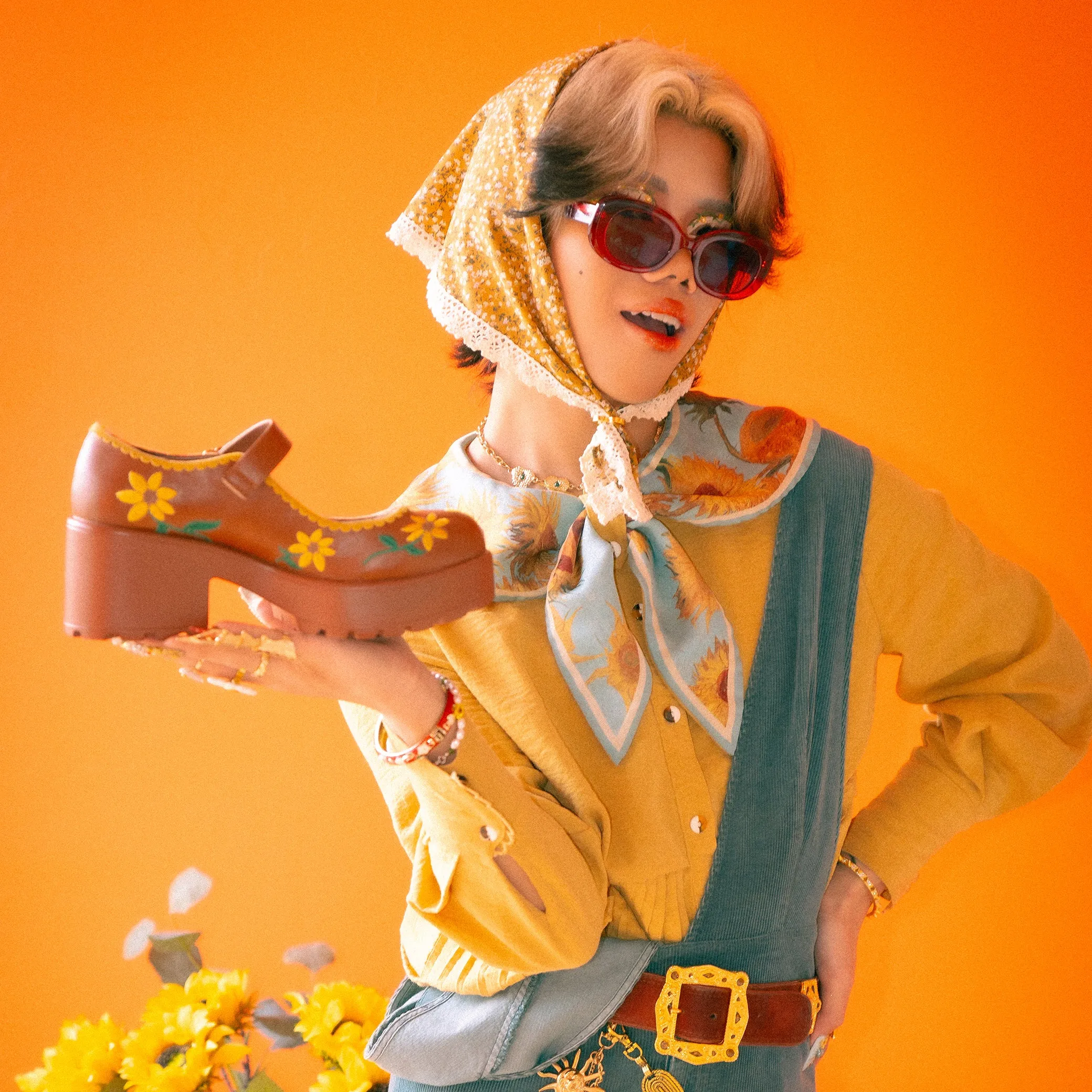 Tira Brown Mary Janes ‘Sunflower Edition'