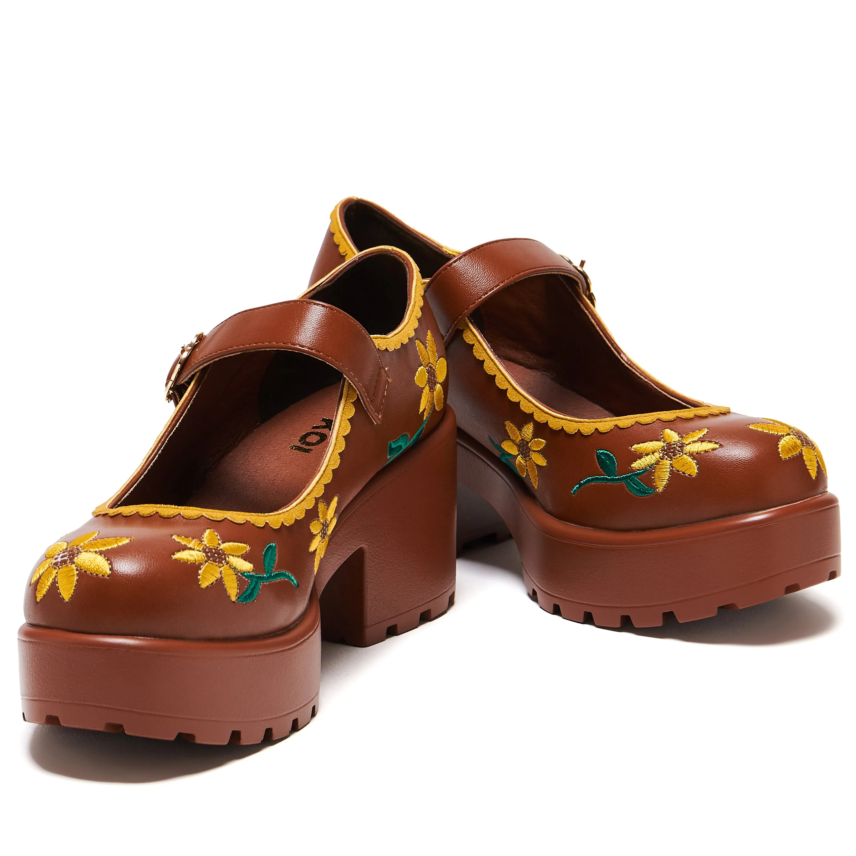Tira Brown Mary Janes ‘Sunflower Edition'