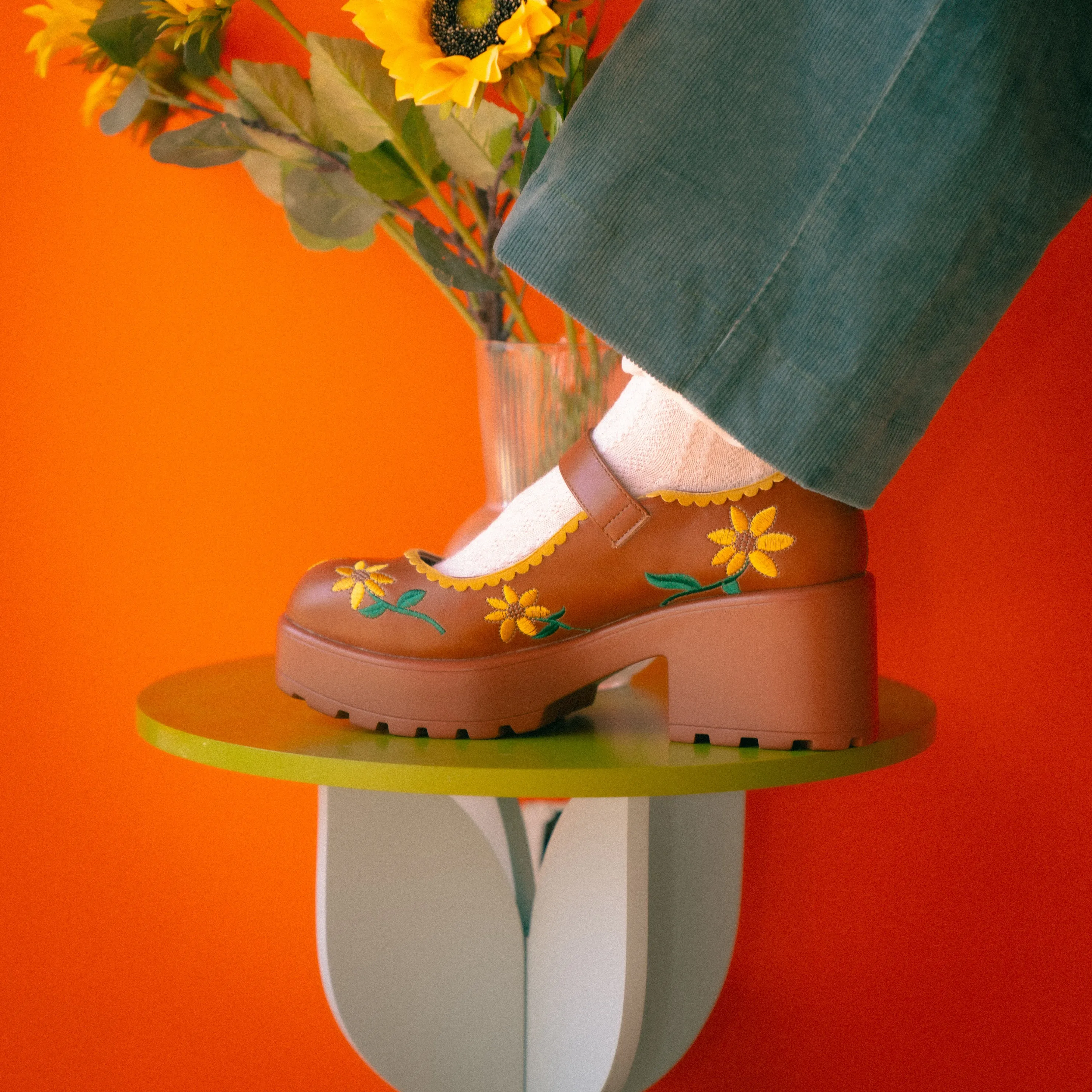 Tira Brown Mary Janes ‘Sunflower Edition'