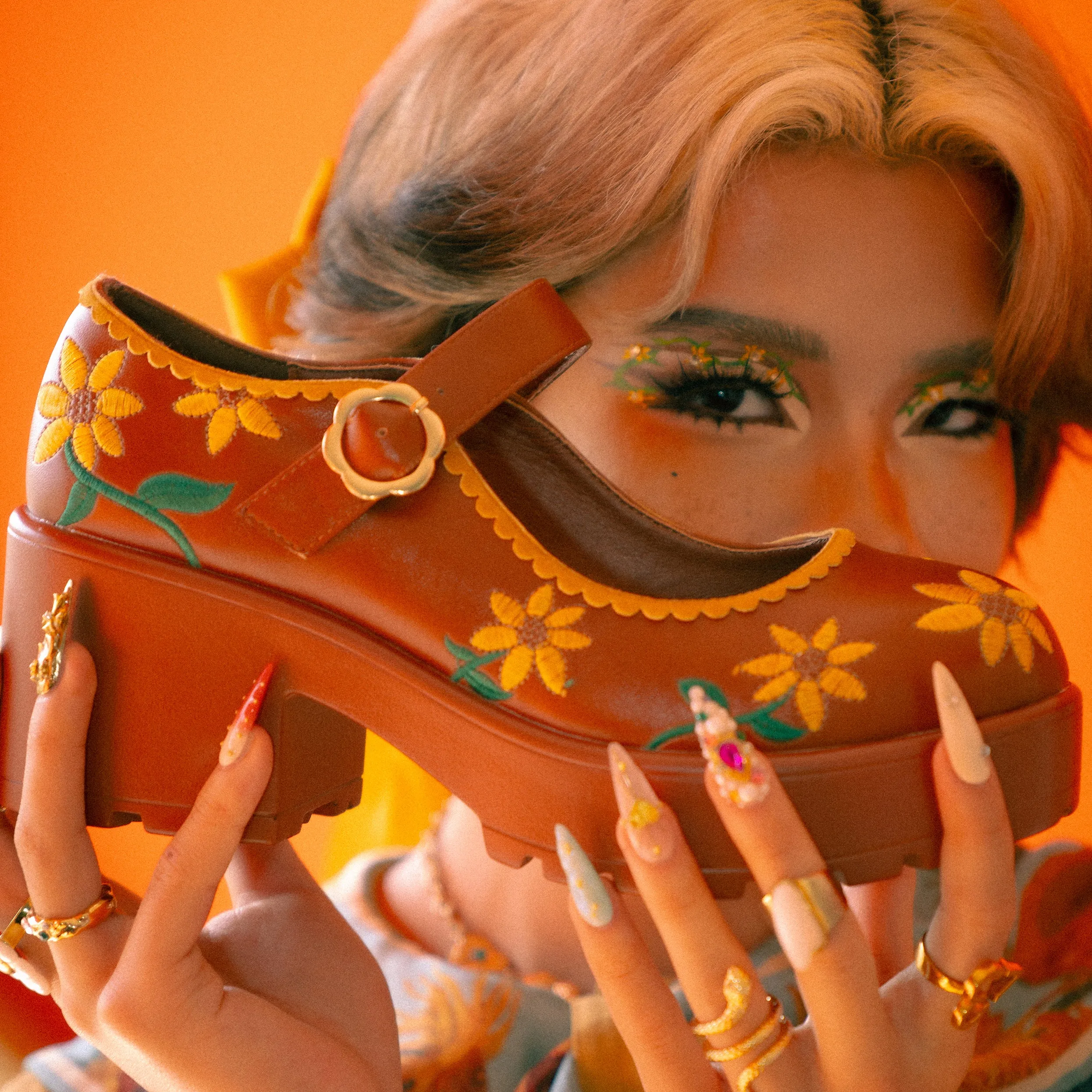 Tira Brown Mary Janes ‘Sunflower Edition'