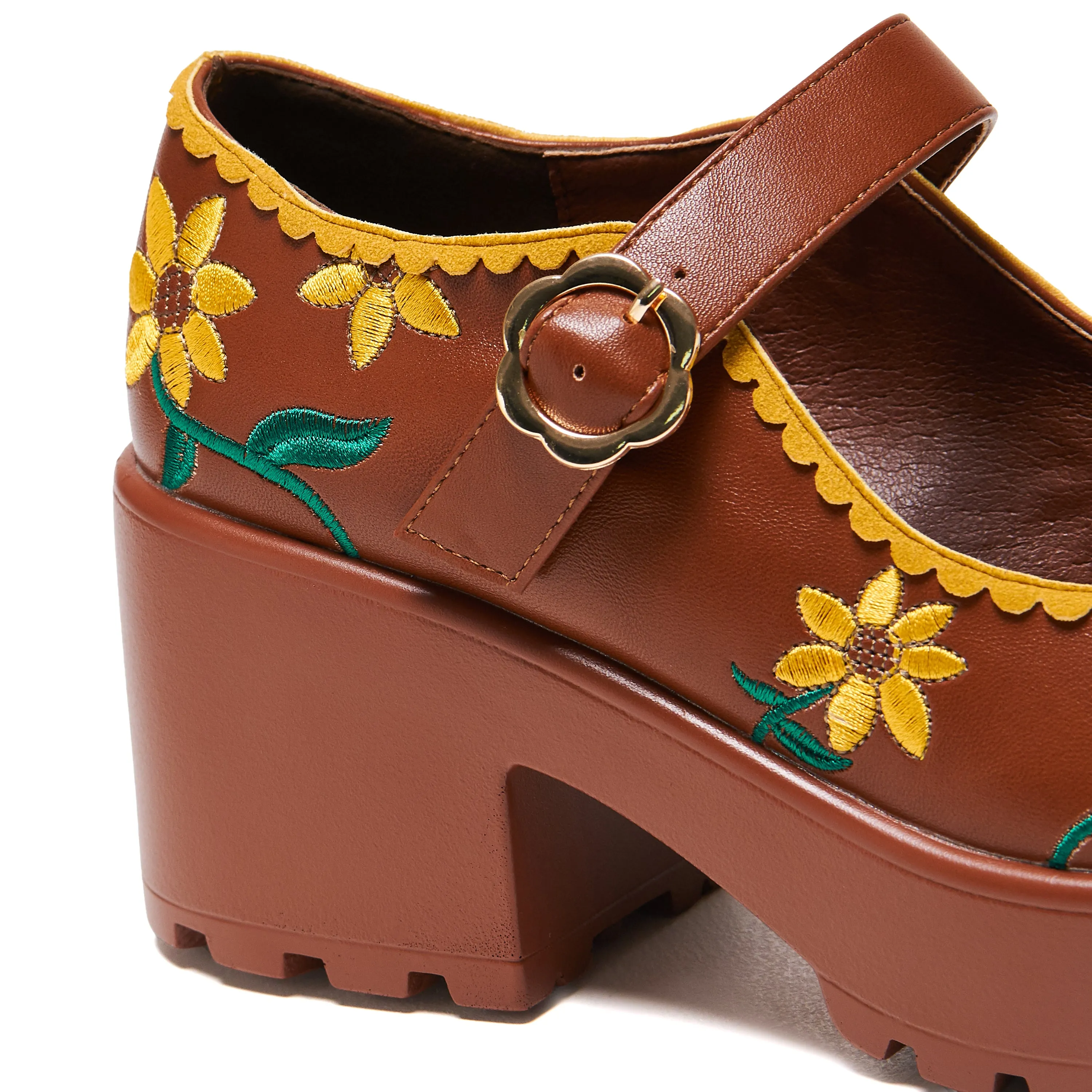 Tira Brown Mary Janes ‘Sunflower Edition'