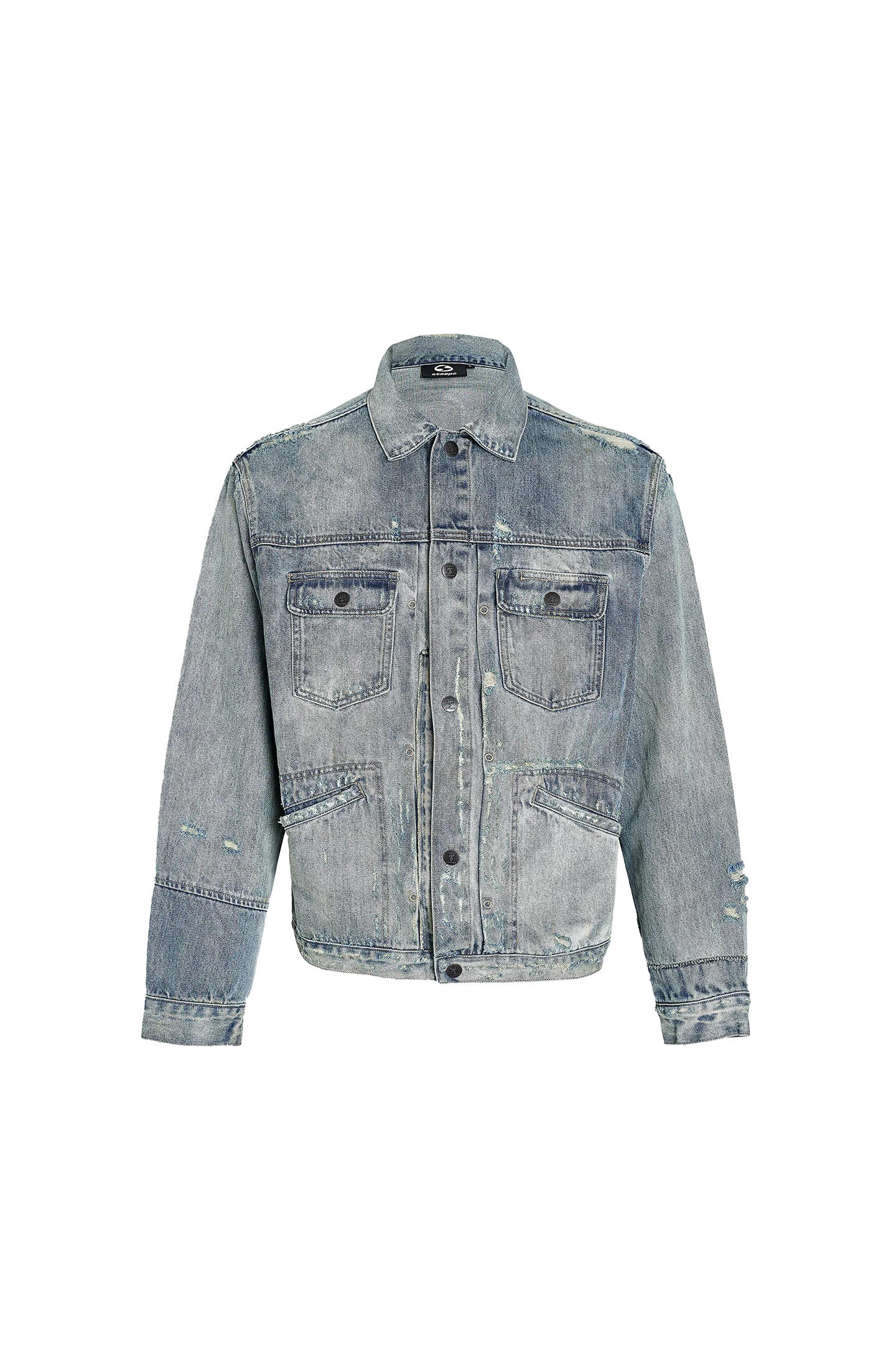 Vintage Washed Pleated Denim Jacket