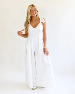 White Pleated Jumpsuit
