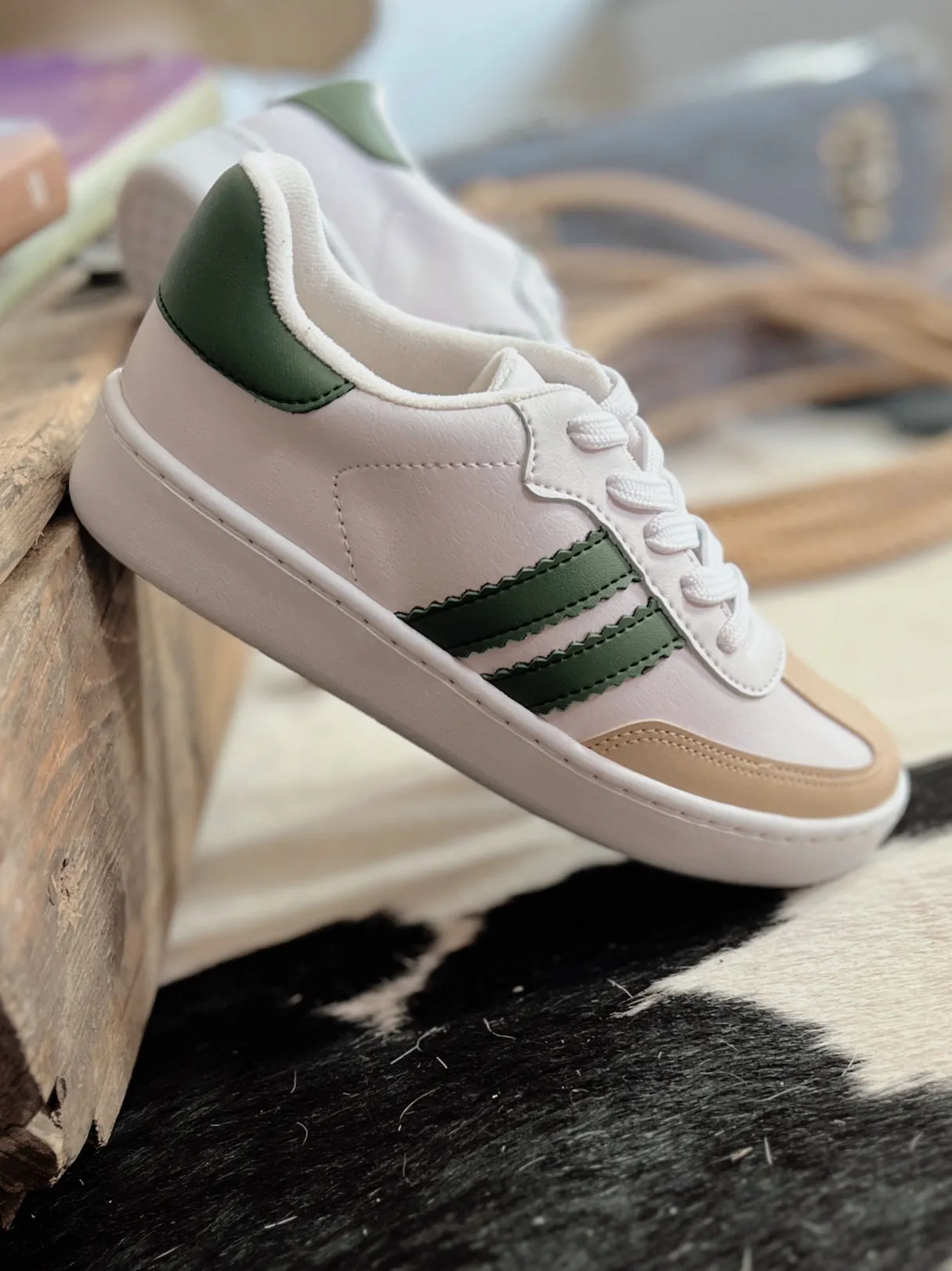 Women's Double Stripe Green Sneakers*