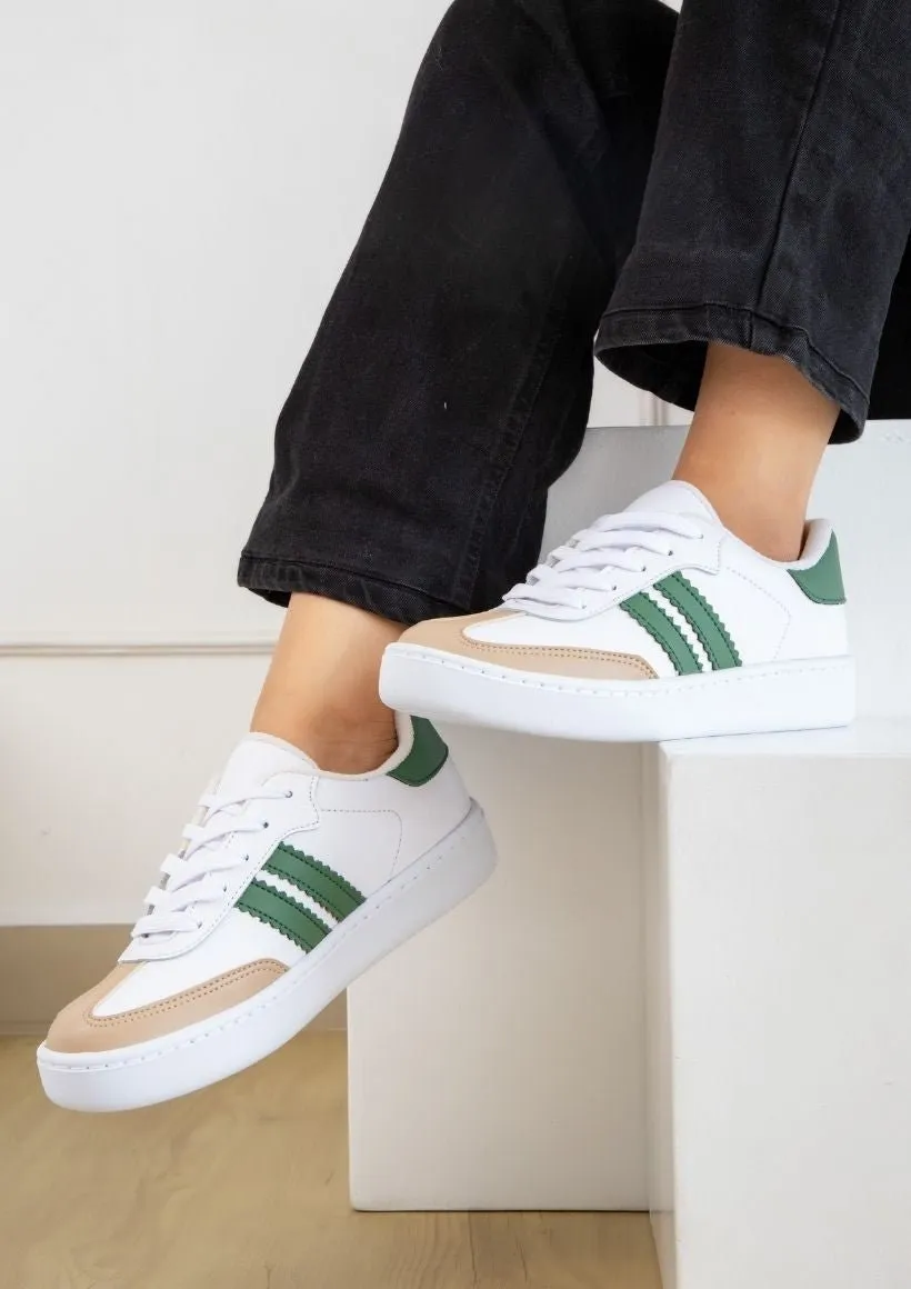 Women's Double Stripe Green Sneakers*