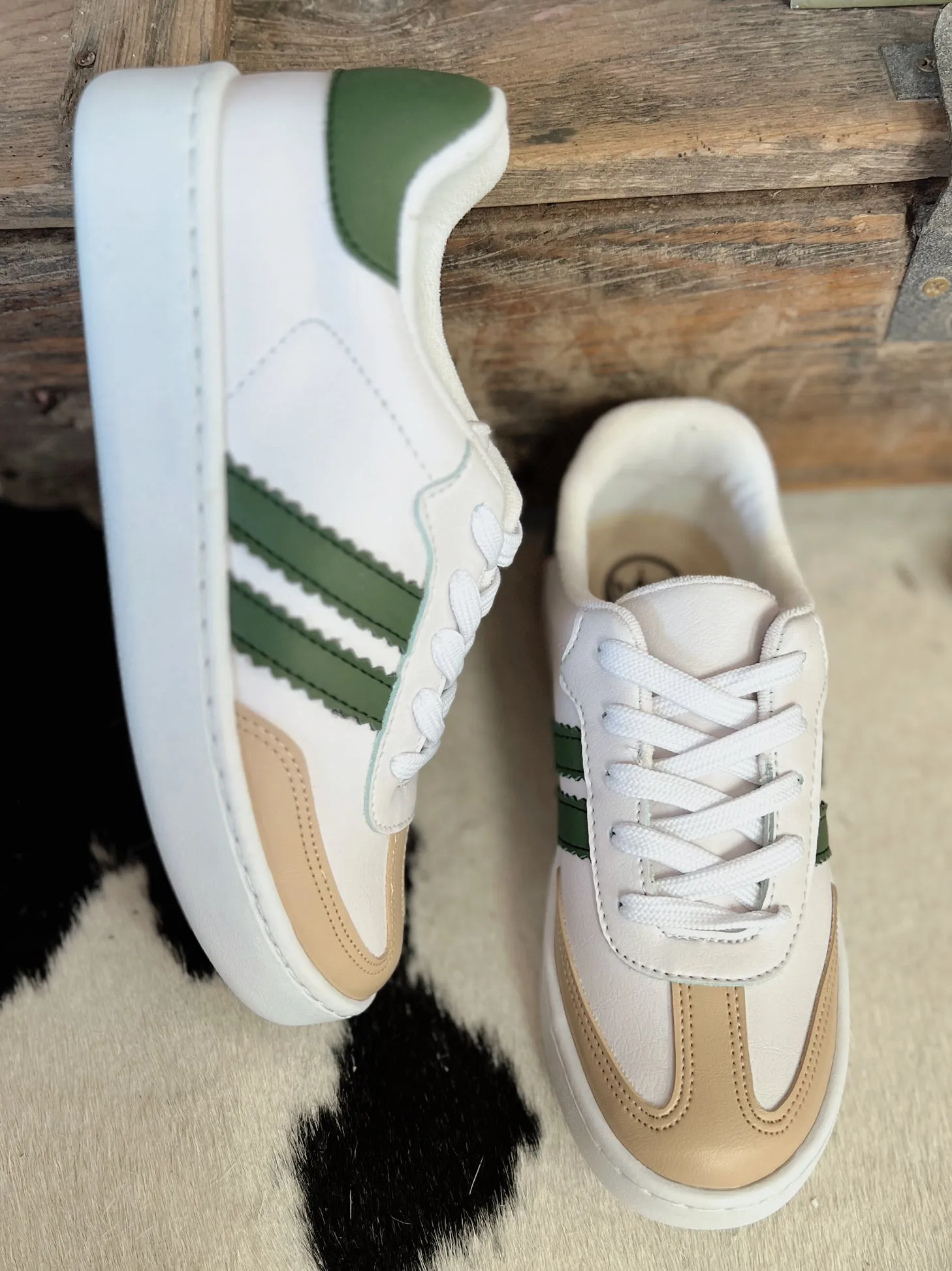 Women's Double Stripe Green Sneakers*