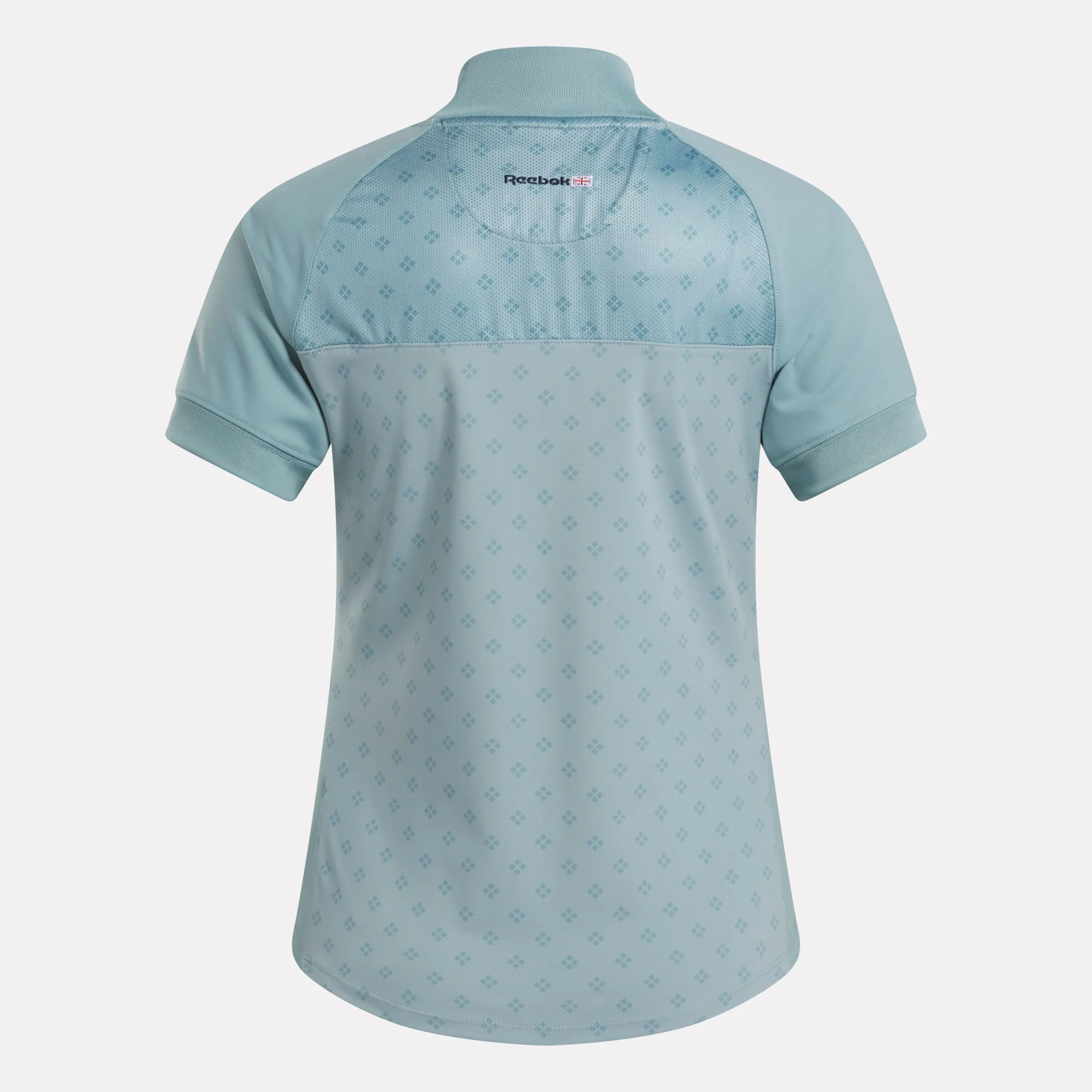 Women's Short Sleeve 1/4 Zip Mini Argyle Print Top