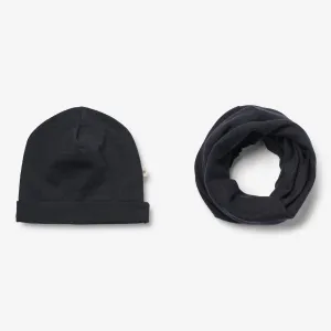 Wool Hat & Neckwarmer Arta - navy