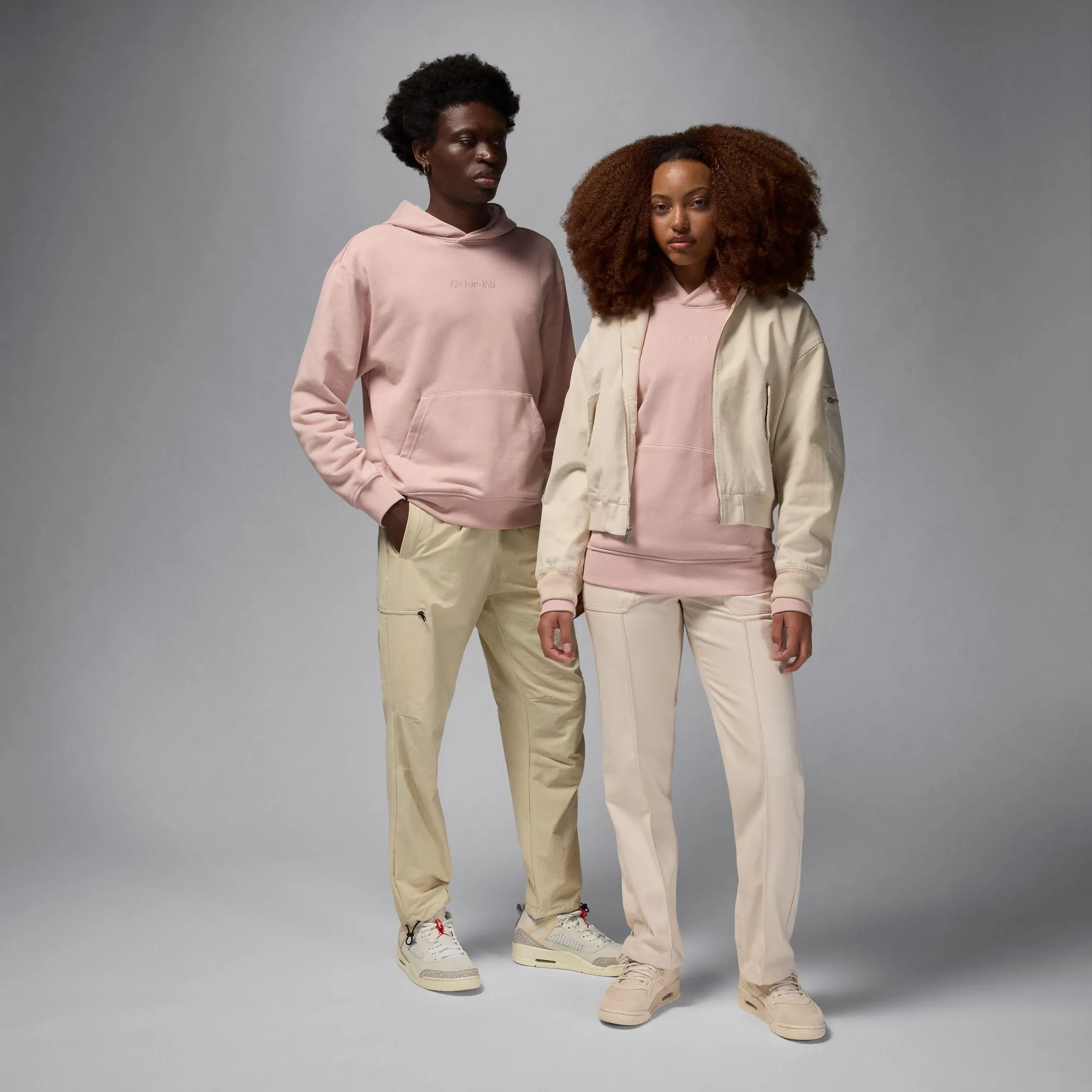 WORDMARK FLEECE PULLOVER HOODIE PINK OXFORD