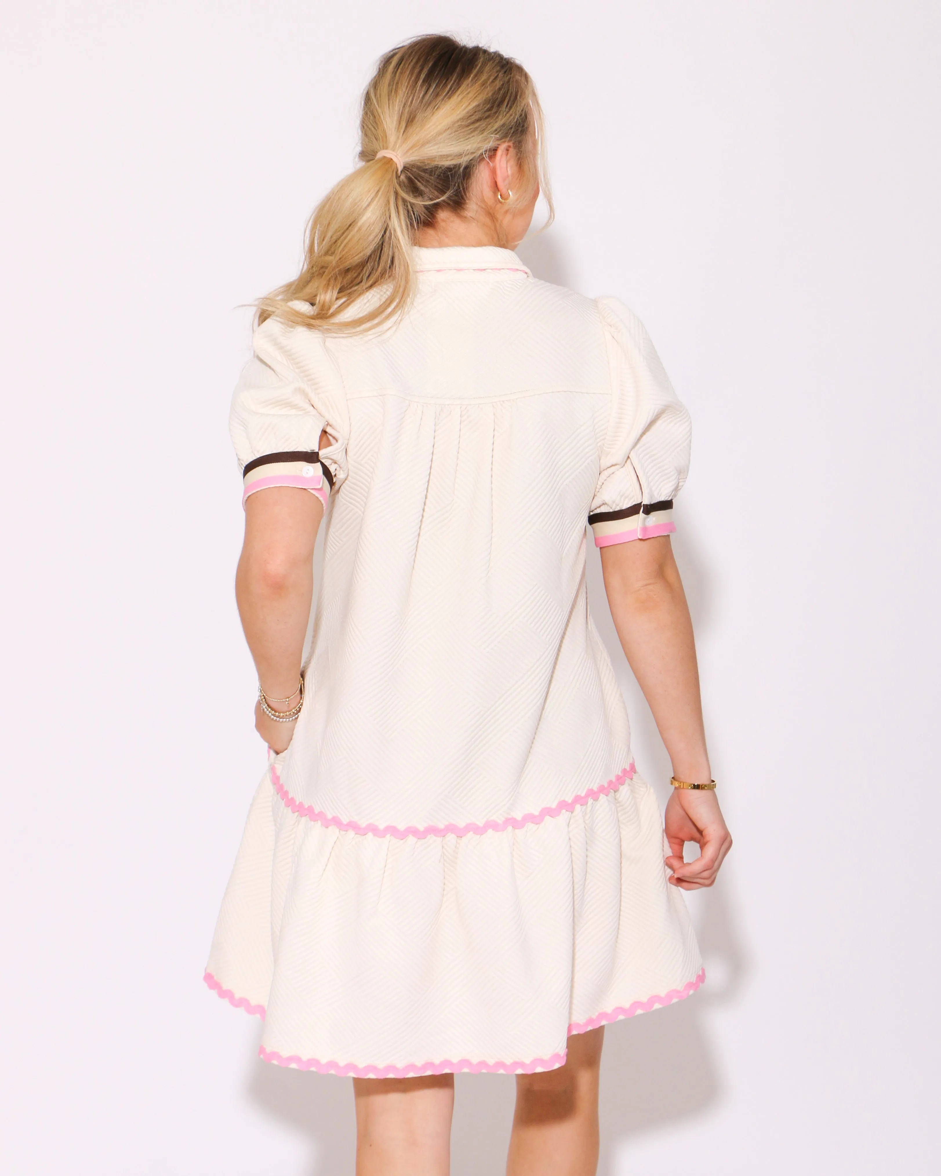 Zippered Chic Mini Dress in Cream