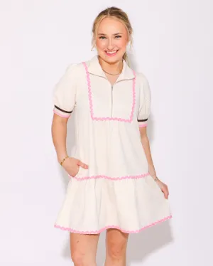 Zippered Chic Mini Dress in Cream